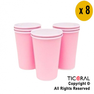 VASO POLIPAPEL 240CC PASTEL ROSA  X 8